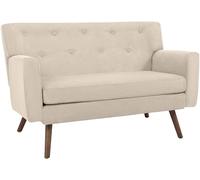 CLP Canapé 2 Places Kioni en Velours côtelé, Confortable pour Salon, Rembourrage Moelleux, Pieds en Bois d'hévéa, Charge Max. 240 kg | Couleur crème
