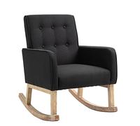 CLP Chaise à bascule Dream en Tissu Pieds en Bois de chêne , Noir Noir G