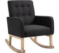 CLP Chaise à bascule Dream en Tissu Pieds en Bois de chêne , Noir Noir G