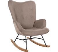 CLP Chaise A Bascule Sanka en Tissu I Fauteuil A Bascule avec Support en Métal I Fauteuil De Relaxation avec Patins en Bois | Couleur Taupe