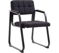 CLP Chaise avec Accoudoirs Canada B Rembourrée, Visiteur & Conférence, Tissu, Piétement Métal Noir Mat, Salle d'Attente, Couleur:Noir