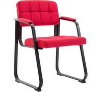 CLP Chaise visiteur Canada B – rembourrée en tissu, accoudoirs, piétement métal noir – Rouge