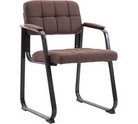 CLP Chaise avec Accoudoirs Canada B Rembourrée, Visiteur & Conférence, Tissu, Piétement Métal Noir Mat, Salle d'Attente, Couleur:Marron