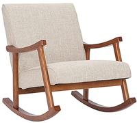Chaise a bascule Morelia en tissu avec pieds Noyer , Crème