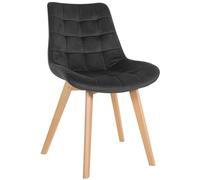 CLP Chaise Brook I Chaise de Salle à Manger piquée sur Velours I Structure à Quatre Pieds en Bois, Couleur:Noir