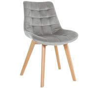 CLP Chaise Brook I Chaise de Salle à Manger piquée sur Velours I Structure à Quatre Pieds en Bois, Couleur:Gris