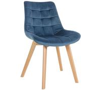 CLP Chaise Brook I Chaise de Salle à Manger piquée sur Velours I Structure à Quatre Pieds en Bois, Couleur:Bleu