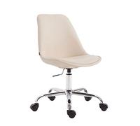 CLP Chaise Bureau Toulouse en Similicuir I Assise rembourrée I Pičtement Métal Chromé I Hauteur Ajustable I Pivotant I Rroulettes Maniables, Couleur:crčme