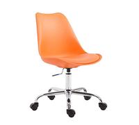 CLP Chaise Bureau Toulouse Plastique Similicuir I Assise rembourrée I Pičtement Métal Chromé I Hauteur Ajustable I Pivotant I roulettes, Couleur:Orange