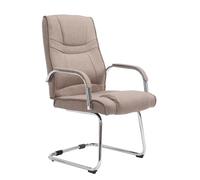 CLP Chaise Cantilever Attila Tissu avec Accoudoirs I Fauteuil Oscillant avec Pičtement Luge Métal Chromé I Chaise De Salle A Manger Rembourrée, Couleur:Taupe
