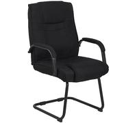 CLP Chaise Cantilever Attila Tissu avec Accoudoirs I Fauteuil Oscillant avec Piètement Luge Métal Chromé I Chaise De Salle A Manger Rembourrée, Couleur:Noir/Noir