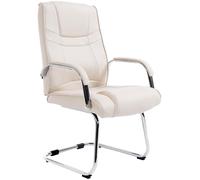 CLP Chaise Cantilever Attila XXL avec Accoudoirs - Fauteuil Oscillant de Bureau en Similicuir - Chaise de Salle à Manger Rembourrée Charge Max 1, Couleur:crème