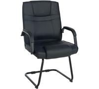 CLP Chaise Cantilever Attila XXL avec Accoudoirs - Fauteuil Oscillant de Bureau en Similicuir - Chaise de Salle ŕ Manger Rembourrée Charge Max 1, Couleur:Noir/Noir