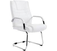 CLP Chaise Cantilever Attila XXL avec Accoudoirs - Fauteuil Oscillant de Bureau en Similicuir - Chaise de Salle à Manger Rembourrée Charge Max 1, Couleur:Blanc
