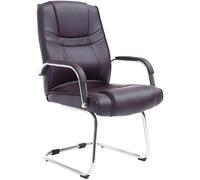 CLP Chaise Cantilever Attila XXL avec Accoudoirs - Fauteuil Oscillant de Bureau en Similicuir - Chaise de Salle à Manger Rembourrée Charge Max 1, Couleur:Marron