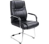 CLP Chaise Cantilever Attila XXL avec Accoudoirs - Fauteuil Oscillant de Bureau en Similicuir - Chaise de Salle à Manger Rembourrée Charge Max 1, Couleur:Noir