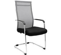 CLP Chaise Cantilever Brenda en Mailles I Chaise De Salle D'Attente avec Accoudoirs I Pied Luge Métal, Couleur:Gris