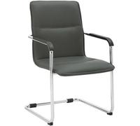 CLP Chaise Cantilever Seattle avec accoudoirs, Chaise de Salle a Manger Moderne rembourree en Similicuir, piement Effet Chrome, Couleur:Gris