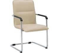 CLP Chaise Cantilever Seattle avec accoudoirs, Chaise de Salle a Manger Moderne rembourree en Similicuir, piement Effet Chrome, Couleur:crčme