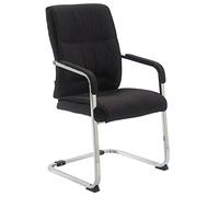 CLP Chaise Cantilever XXL Anubis Tissu I Chaise avec Piètement Luge Et Accoudoirs I Dossier Et Assise Rembourrés I Chaise Salle D'attente, Couleur:Noir