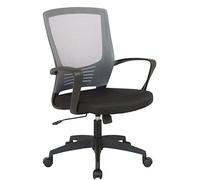 CLP Chaise de bureau en maille Kampen – réglable en hauteur, pivotante, accoudoirs – Noir/Gris