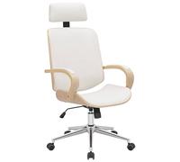 CLP Chaise de Bureau Dayton avec Appui-Tete, Fauteuil pivotant reglable en Hauteur en Similicuir, Fonction Bascule, Charge Jusqu a 150 kg, Couleur:Nature/Blanc