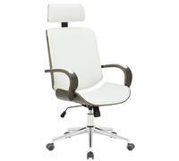 CLP Chaise de Bureau Dayton avec Appui-Tete, Fauteuil pivotant reglable en Hauteur en Similicuir, Fonction Bascule, Charge Jusqu a 150 kg, Couleur:Blanc/Gris