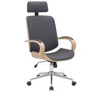 CLP Chaise de Bureau Dayton avec Appui-Tete, Fauteuil pivotant reglable en Hauteur en Similicuir, Fonction Bascule, Charge Jusqu a 150 kg, Couleur:Nature/Gris