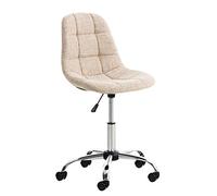 CLP Chaise De Bureau Emil Tissu I Chaise De Travail avec Sičge Rembourré Matelassé I Pičtement en Métal Chromé 5 roulettes I Hauteur Réglable, Couleur:crčme