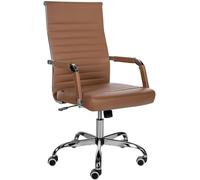 CLP Chaise De Bureau Ergonomique Amadora I Réglable en Hauteur, Chaise Pivotante Ŕ 360 Degrés I Revętement en Similicuir Ou en Tissu, Couleur:Brun Clair, Matériel:Similicuir