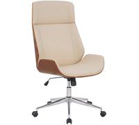 CLP Chaise de Bureau Ergonomique avec accoudoirs Varel, Chaise de Bureau avec piétement Moderne pivotant et réglable en Hauteur, Couleur:Noyer/crème
