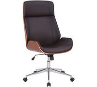 CLP Chaise de bureau Varel – ergonomique, accoudoirs, pivotante, réglable en hauteur, Noyer/Marron