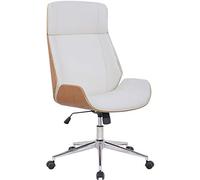 CLP Chaise de bureau Varel – Ergonomique, accoudoirs, pivotante, réglable en hauteur Nature/Blanc