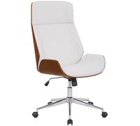 CLP Chaise de Bureau Ergonomique avec accoudoirs Varel, Chaise de Bureau avec piétement Moderne pivotant et réglable en Hauteur, Couleur:Noyer/Blanc