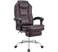 CLP Chaise de Bureau Ergonomique avec Repose-Pieds Castle, Chaise de Bureau rembourrée en Similicuir, pivotante et réglable en Hauteur Couleur:Marron