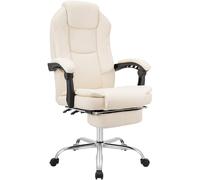 CLP Chaise de Bureau Ergonomique avec Repose-Pieds Castle, Chaise de Bureau rembourrée en Similicuir, pivotante et réglable en Hauteur, Couleur:crčme