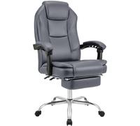 CLP Chaise de Bureau Ergonomique avec Repose-Pieds Castle, Chaise de Bureau rembourrée en Similicuir, pivotante et réglable en Hauteur, Couleur:Gris
