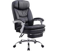 CLP Chaise de bureau XL Troy - Rembourrée similicuir, repose-pieds, réglable, supporte jusqu'à 160 kg, Noir