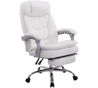 CLP Chaise de Bureau Ergonomique avec Repose-Pieds XL Troy, Fauteuil rembourré Similicuir, réglable en Hauteur supporte jusqu'à 160 kg, Couleur:Blanc