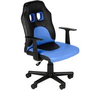 CLP Chaise de Bureau Ergonomique Fun pour Enfants et Adolescents, avec revętement en Simili Cuir, accoudoirs Amovibles, Couleur:Noir/Bleu