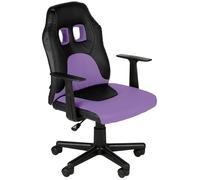 CLP Chaise de Bureau Ergonomique Fun pour Enfants et Adolescents, avec revêtement en Simili Cuir, accoudoirs Amovibles | Couleur Noir/Violet
