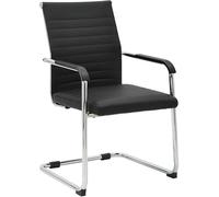 CLP Chaise de Bureau Ergonomique Hakon, Cantilever avec accoudoirs, Structure en métal chromé, Chaise Visiteur Noire, Couleur:Noir
