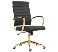 CLP Chaise De Bureau Ergonomique Havanna Similicuir I Chaise De Bureau Réglable en Hauteur avec Piètement Métallique Doré | Couleur Noir