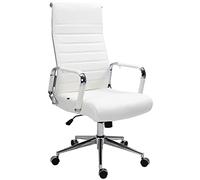 CLP Fauteuil de bureau Kolumbus – Cuir véritable – Réglable en hauteur – Charge 150 kg – Blanc