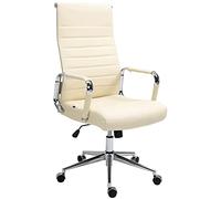 CLP Chaise de bureau Kolumbus – cuir véritable, ergonomique, réglable en hauteur (150 kg) – crème