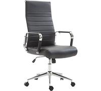 CLP Chaise De Bureau Ergonomique Kolumbus en Similicuir I Fauteuil De Bureau Réglable en Hauteur Pivotant Piètement Mécanisme A Bascule Intégré, Couleur:Noir