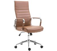 CLP Chaise De Bureau Ergonomique Kolumbus en Similicuir I Fauteuil De Bureau Réglable en Hauteur Pivotant Piètement Mécanisme A Bascule Intégré, Couleur:Brun Clair