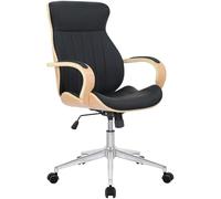 CLP Chaise de Bureau Ergonomique Melilla, réglable en Hauteur et pivotante, avec Dossier inclinable et accoudoirs en Simili-Cuir, Couleur:Nature/Noir