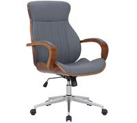 CLP Chaise de Bureau Ergonomique Melilla, réglable en Hauteur et pivotante, avec Dossier inclinable et accoudoirs en Simili-Cuir, Couleur:Noyer/Gris