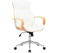 CLP Chaise de Bureau Ergonomique Melilla, réglable en Hauteur et pivotante, avec Dossier inclinable et accoudoirs en Simili-Cuir, Couleur:Nature/Blanc
